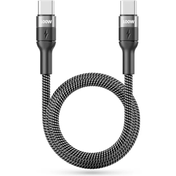 deleyCON 1,5m USB C Kabel, 100W Schnellladekabel PD 3.0 PPS für iPhone 17 16 15 Pro Max, Samsung Galaxy S25 S24 S23, iPad Pro, MacBook, hohe Datenübertragung bis 480 Mbit/s, geflochtene Baumwolle-Nylon-Ummantelung – Bild 3