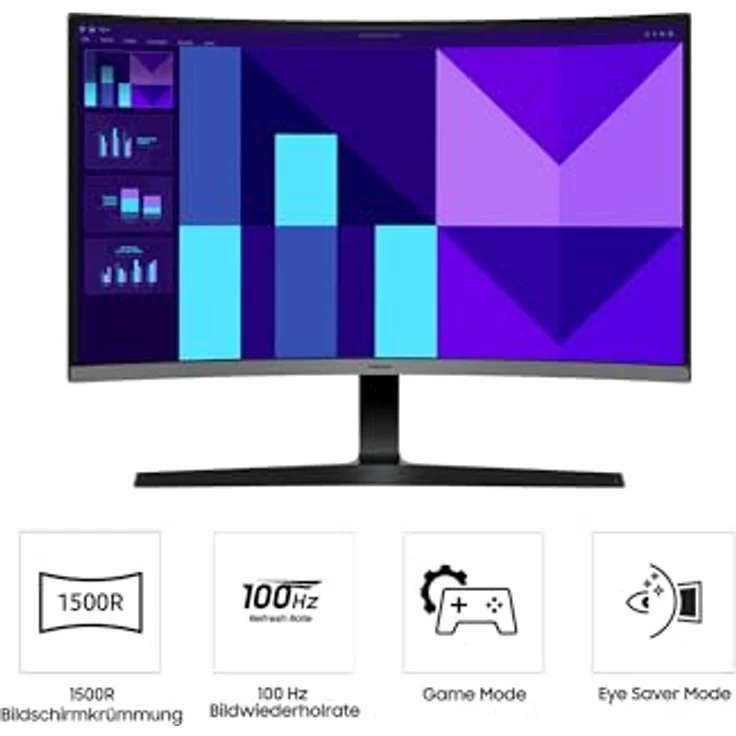 SAMSUNG 27 Zoll Essential S3 S39GD, Full HD (1.920 x 1.080) Curved PC-Monitor mit 100 Hz, Game Mode und Eye Saver Mode – Bild 4