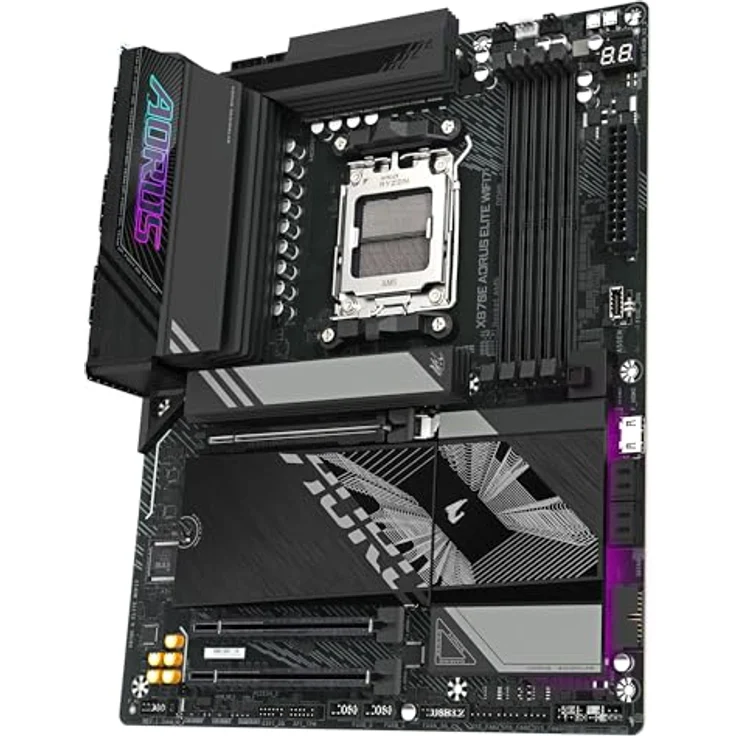 Gigabyte X870E A Elite WIFI7-Mainboard - Unterstützt AMD Ryzen 9000 CPUs, 16+2+2 Phasen Digital-VRM, bis zu 8000MHz DDR5 (OC), 3xPCIe 5.0, Wi-Fi 7, 2.5GbE LAN, USB 4, schwarz – Bild 4