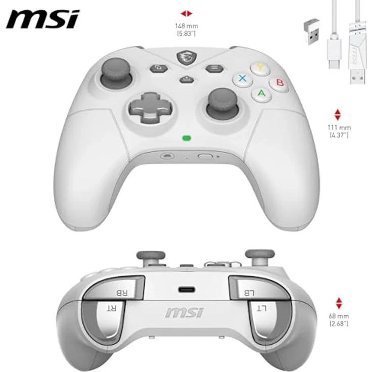 MSI Force GC300 W WHITE Gamecontroller Wireless, kabellose und kabelgebundene Verbindungsmöglichkeiten, ergonomisches Design, Turbo- und Makro-Taste – Bild 7
