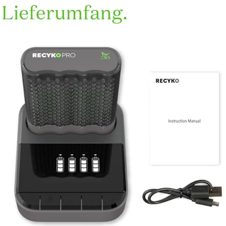 GP RECYKO PRO USB Ladegerät Modell GP P461 inkl. 4X RECYKO PRO AA 2000 mAh Akku & USB Dockingstation, schnelles Ladegerät mit intelligenten Sicherheitsfunktionen, robuste Kassettenhalterung und fortschrittliche Dockingstation – Bild 2