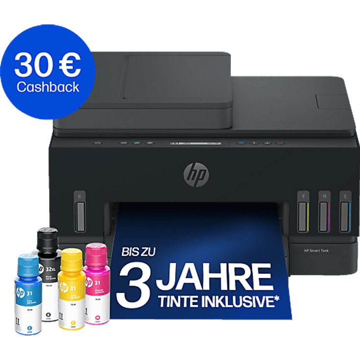 HP Tank 7315, Multifunktionsdrucker mit Farben, Wi-Fi, HP Smart App und Tintenstandssensoren