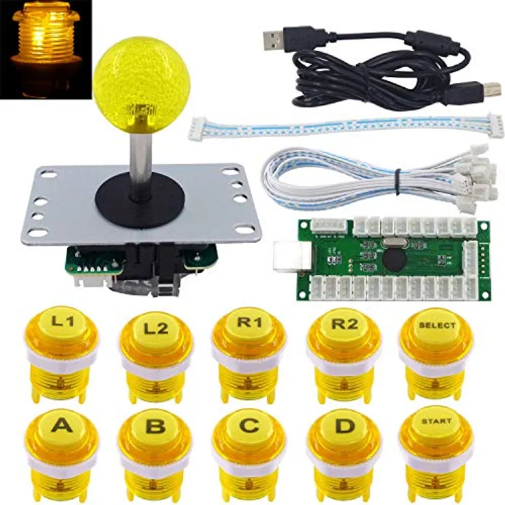 SJ@JX Arcade Game LED DIY Kit, Joystick Controller mit Zero Delay USB Encoder und BLACK SWITCH Mechanikschaltern