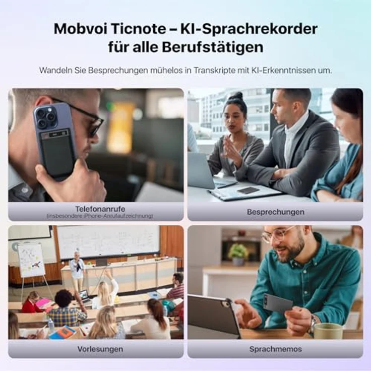 Mobvoi TicNote, Sprachrekorder mit 24 GB, KI-gestützte Transkription, zwei Aufnahmemodi, grau – Bild 5