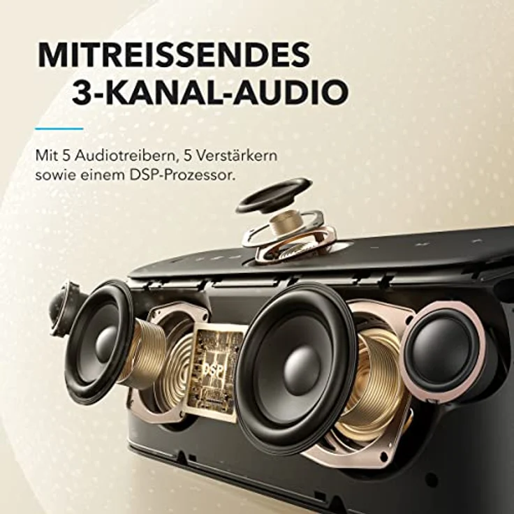 soundcore Motion x600 tragbarer Bluetooth Lautsprecher, kabelloses Hi-Res Spatial Audio, 50W räumlicher Sound, IPX7 Wasserschutz, 12h Wiedergabe, Pro EQ, Tragegriff, AUX-IN (Grün) – Bild 5