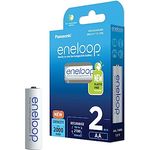 Panasonic eneloop, Ready-to-Use Ni-MH Akku, AA/Mignon, 2er-Pack, verbesserte Kapazität: min 2000 mAh, 2100 Ladezyklen, hohe Leistung & geringe Selbstentladung, wiederaufladbar, plastikfreie Verpackung