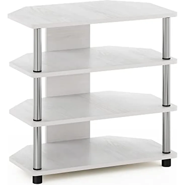 Furinno Econ TV-Ständer für Fernseher, Holz, Weiß/Eiche, 60.2(W) x 37.1(D) x 58.9(H) cm