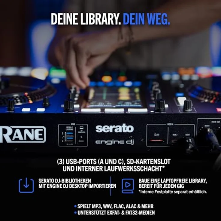 Rane System One, 2-Deck Standalone DJ-Controller mit Wi-Fi Streaming, 7" Touch-Display und motorisierten Plattentellern – Bild 9