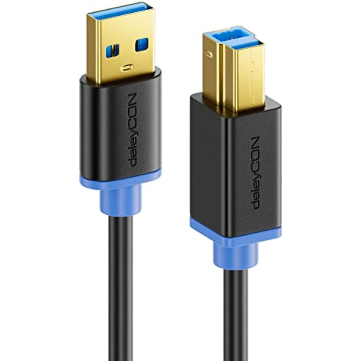 deleyCON 1m USB 3.0 Super Speed Kabel USB A-Stecker zu USB B-Stecker Datenkabel bis zu 5 Gbit/s für z.B. Drucker Scanner Multifunktionsdruckern Schwarz – Bild 4
