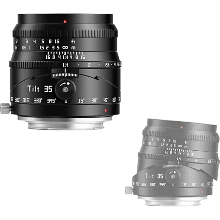 TTArtisan 35 mm TILT F1.4 APS-C, Neigungsobjektiv mit ±8 mm Neigung, Metallgehäuse, kompatibel mit M43-Halterung, Schwarz – Bild 1