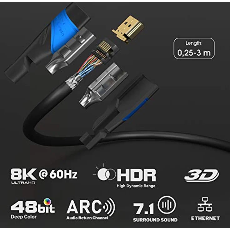 KabelDirekt - 4K HDMI Kabel - 1,5m - kompatibel mit (HDMI 2.0a-b 2.0, 1.4a, 4K Ultra HD, 3D, Full HD, 1080p, HDR, ARC, Highspeed mit Ethernet, PS4, Xbox, HDTV) - TOP Series – Bild 2