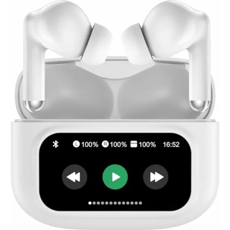 Denver Weiße Kopfhörer mit LCD-Display, Bluetooth-fähig und integrierter Steuerung