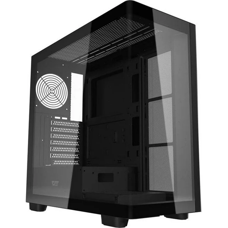 darkFlash DS900G BLK (NoF), Mitteltower Computergehäuse mit gehärtetem Glas, Unterstützung für ATX/Micro-ATX/ITX, bis zu 10 Lüfter und 425 mm Grafikkartenlänge