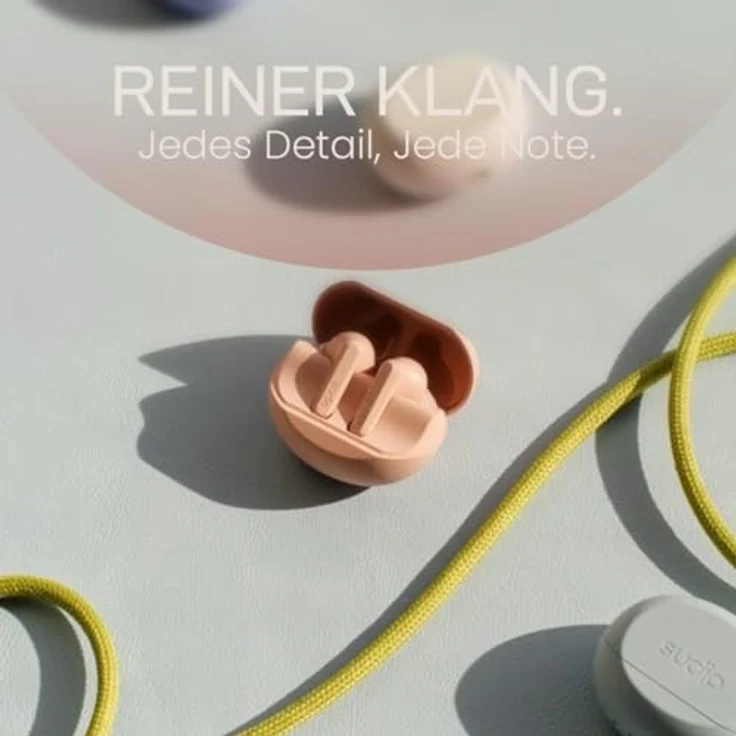 sudio A3 Pro True Wireless Kopfhörer, Noise Cancelling In Ear mit Bluetooth 5.4, 25h Spielzeit, USB-C Ladecase, Rosa – Bild 2