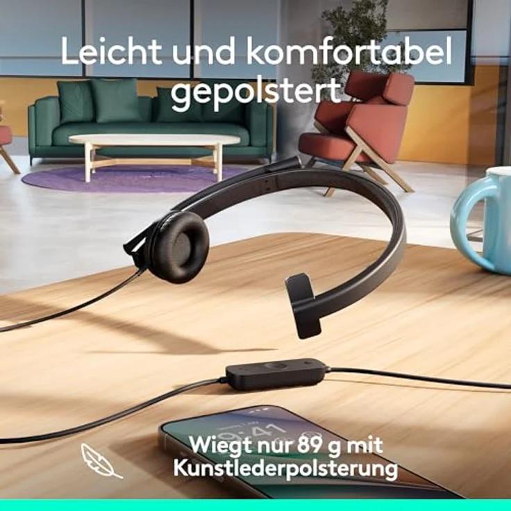 Logitech H570e USB-Headset mit Mikrofon für PC und Mac, kabelgebundenes USB-A-Headset mit Geräuschunterdrückung, zertifiziert für Microsoft Teams, Schwarz – Bild 5
