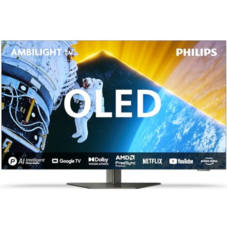 Philips Ambilight 77OLED809 4K OLED Smart TV - 77-Zoll Display mit P5 AI Perfect Picture Ultra HD, Dolby Vision und Dolby Atmos Sound - Schwarz – Bild 1