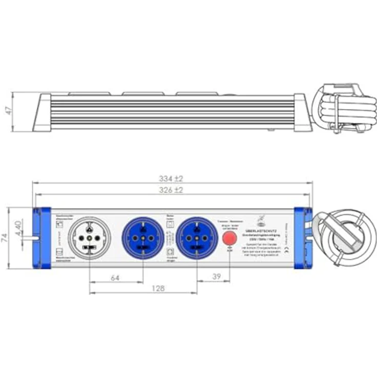 Bachmann 924.165 Auto-Stop-Zwischenstecker, 3-Fach Steckdosenleiste mit Überlastschutz und 1,5 m Zuleitung – Bild 2