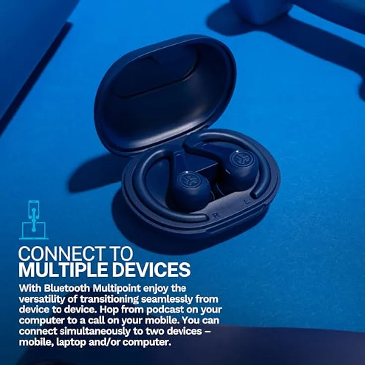 JLab JBuds Air Sport ANC 4, In Ear Sportkopfhörer mit 60+ Std. Akkulaufzeit, Noise Cancelling, IP66 schweißresistent, Bluetooth Multipoint, Kobalt – Bild 5