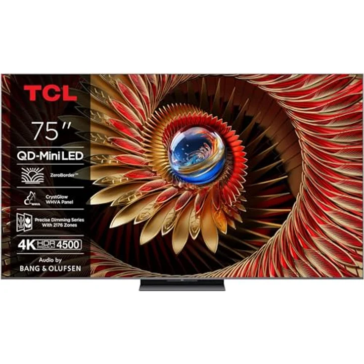 75" TCL 75C8K, 4K QLED Mini-LED Fernseher 144 Hz, HDR10+/Dolby Vision IQ, Google TV, UHD Upscaling, Smart TV, Sprachsteuerung – Bild 1