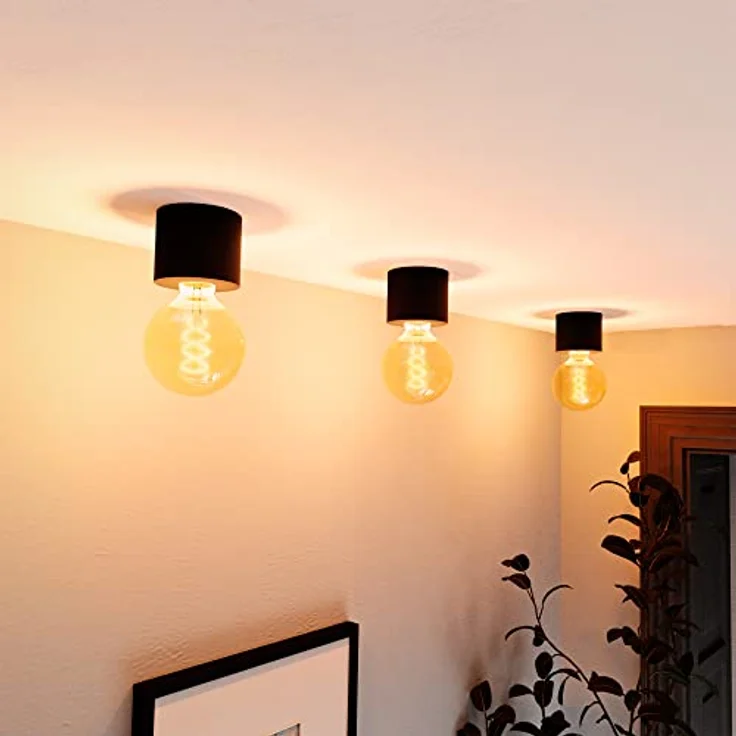 SSC-LUXon Design Decken Leuchte NAMBI inkl. Leuchtmittel LED Retro E27 Filament - Schwarz dimmbar extra warmes Licht – Bild 2