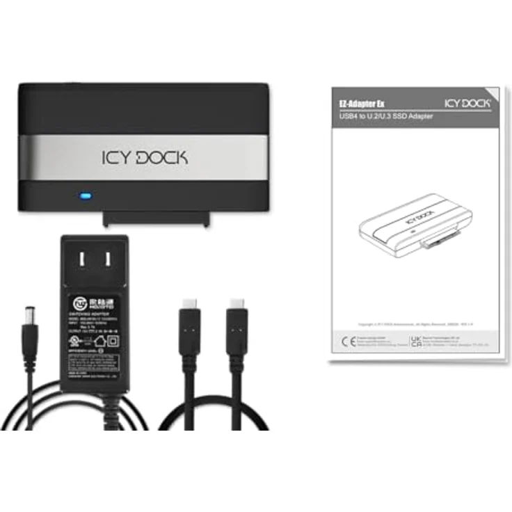 ICY DOCK EZ-Adapter Ex MB307U-1VB, 1x U.2/U.3 NVMe SSD zu USB 4 Gen3x2 Adapter, 40Gbps, kompatibel mit Thunderbolt 4, Aluminiumgehäuse, 15 mm SSD Unterstützung – Bild 7
