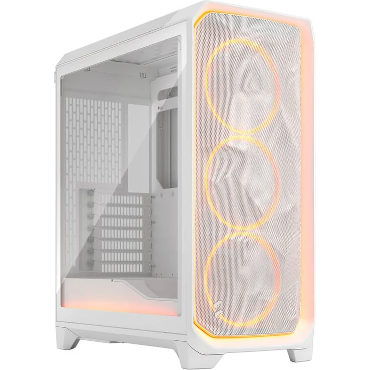 Fractal Design Meshify 3 Ambience Pro RGB White TG Clear, Midi-Tower E-ATX mit Tempered Glass und 3 vorinstallierten RGB-Lüftern, weiß