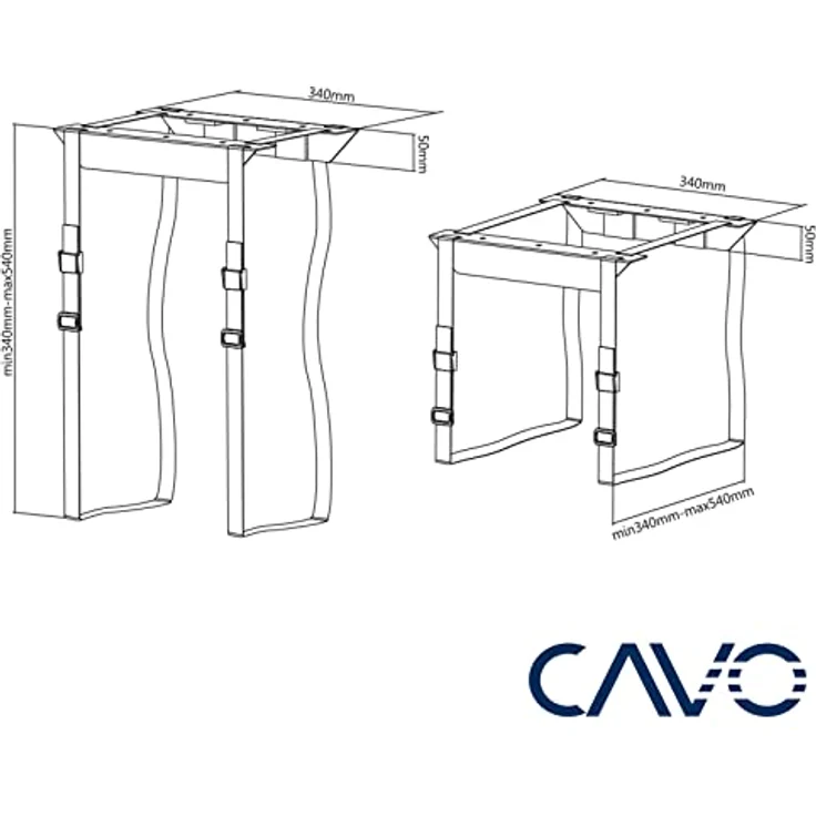 CAVO Desktop PC-Halterung CH-B-S, schwarze Stahlhalterung mit reißfesten Gurten für alle PC-Größen bis 10 kg – Bild 5