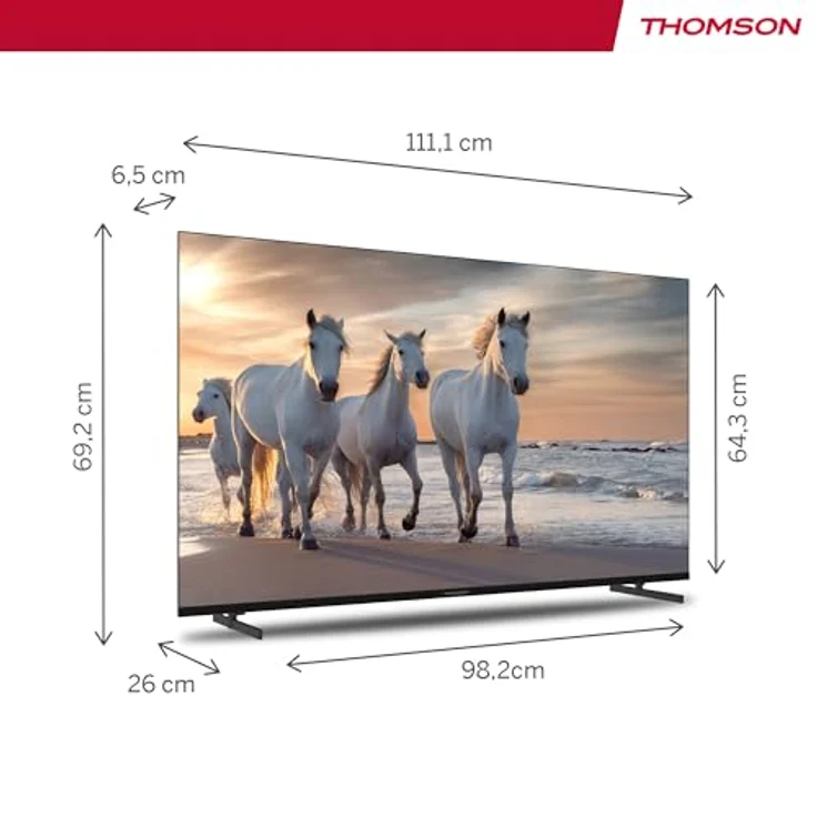 Thomson 50 Zoll (126 cm) UHD Fernseher Smart Android TV (WLAN, HDR, Triple Tuner DVB-C/S2/T2, Sprachsteuerung) – 50UA5S13-2023, Dolby Atmos, Dolby Vision, Beleuchtete Fernbedienung – Bild 2