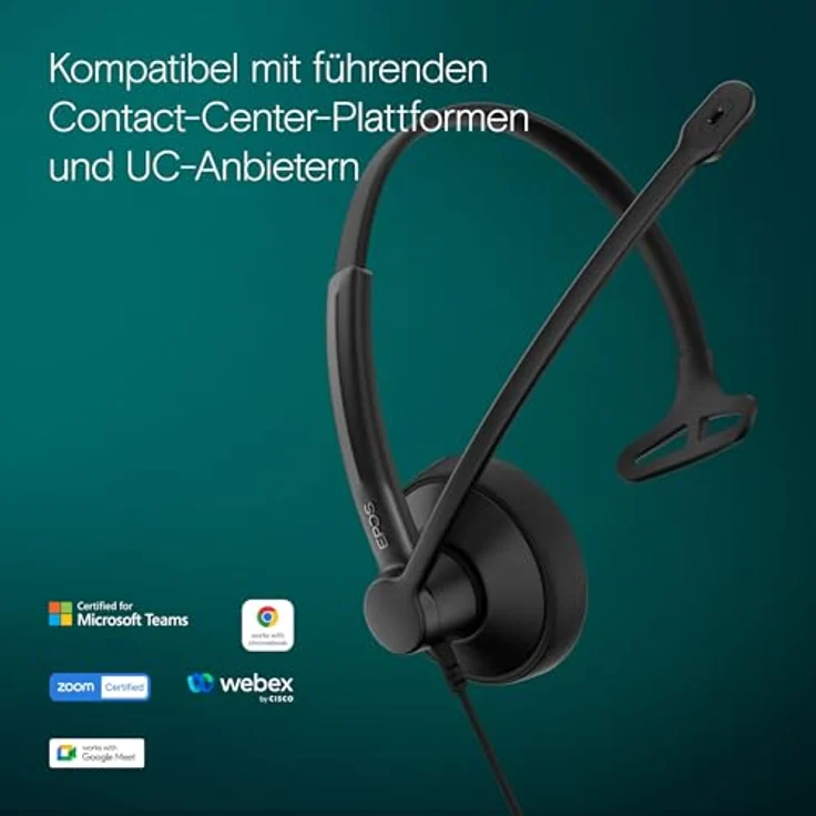 EPOS IMPACT 100 MS, kabelgebundenes On Ear Headset in Schwarz mit Mono-Sound, Noise Cancelling und Mikrofon-Stummschaltung – Bild 5