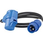 as - Schwabe Camping CEE-Verlängerungsleitung Caravan 1,5 m – 230 V / 16 A / 3-polig – CEE-Stecker & CEE-Winkelkupplung + Schuko-Steckdose mit Klappdeckel, Verlängerungskabel IP44 I 61482