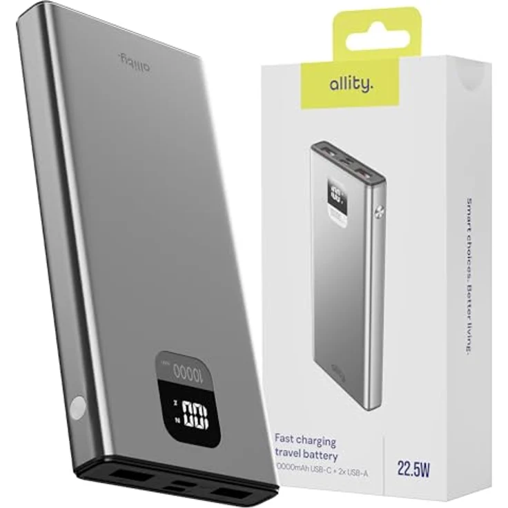 FOREVER Allity Powerbank APB-100, 10000 mAh, PD & QC 22,5W, grau – Bild 1