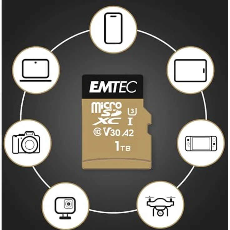 Emtec mSD 1TB UHS-I U3 V30 A2 SpeedIN (microSDXC, 1000 GB, U3, UHS-I), Speicherkarte, Braun – Bild 4