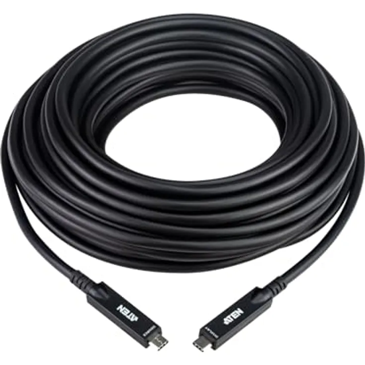 ATEN UE3415F, aktives optisches Ultra HD-Kabel mit USB-C, unterstützt 4K@60Hz, schwarz, 15 m