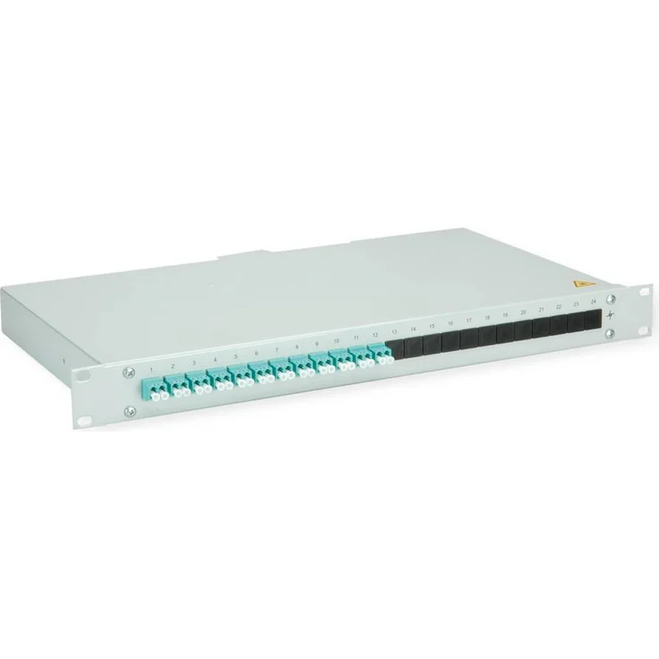Telegärtner BASIS LWL-Panel 1HE, 12x LC Duplex Kupplungen, türkis, OM3