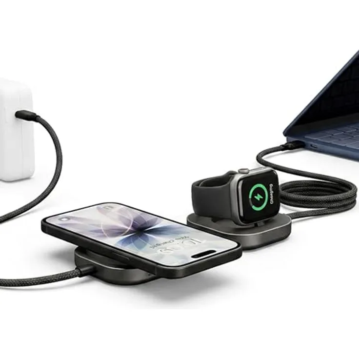 ZENS Induktions-Ladegerät ZECC07B, Qi2-zertifiziertes 15 W kabelloses Laden, Apple MagSafe und USB-C®, schwarz