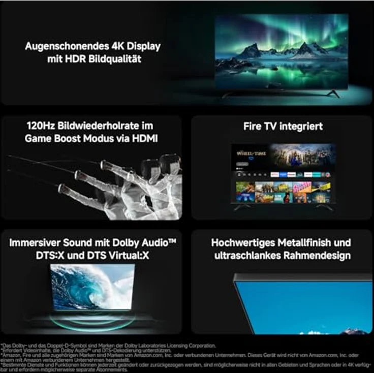 Xiaomi F 65 Zoll (165 cm) 4K UHD Smart TV mit Fire TV, Triple Tuner, HDR10, MEMC, 120Hz Game Boost, Alexa Sprachsteuerung, 2GB+32GB, Apple AirPlay kompatibel – Bild 2