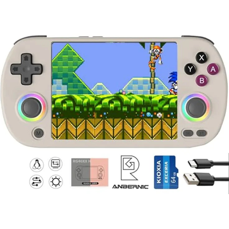 Anbernic Airuidas RG40XXH Handheld Game Console, 4.0'' IPS Display, 5G WiFi, Bluetooth, HDMI und TV-Ausgang, 64GB Speicher, grau