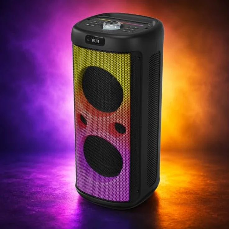 Karcher PS 4480, Bluetooth Party Speaker mit UKW Radio, LED Lichtshow und Mikrofon, schwarz – Bild 7