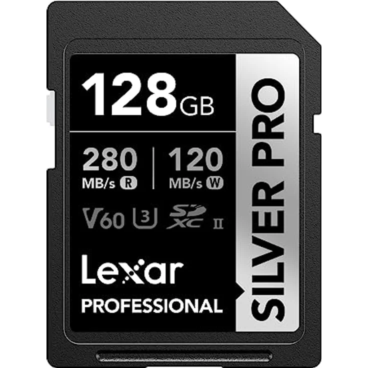 Lexar Silver Pro SD Karte 128GB, SD Speicherkarte UHS-II, V60, U3, C10, SDXC Karte, Bis zu 280 MB/s Lesen, für professionelle Fotografen, Videofilmer, Enthusiasten (LSDSIPR128G-BNNAA) – Bild 1