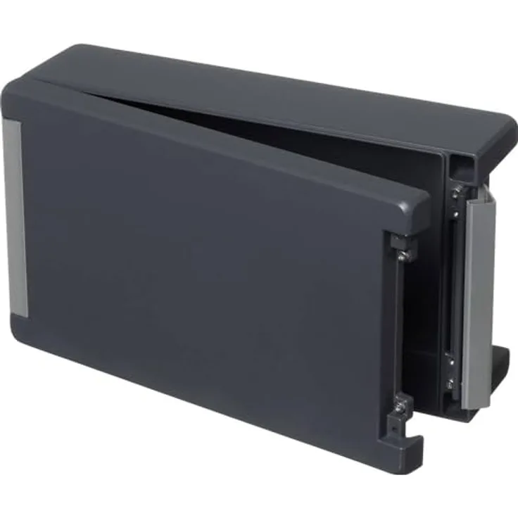 Bopla BA 281709-7024, Industrie-Gehäuse aus Aluminium, 299 x 173 x 90 mm, graphitgrau (RAL 7024), unverlierbarer Deckel und integriertes Scharnier