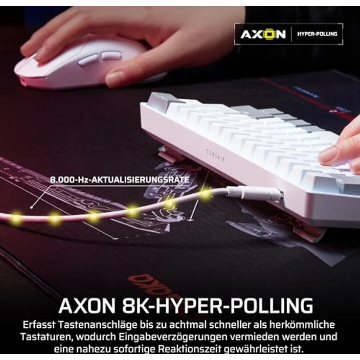 Corsair CLIPPER PRO MINI 60, Gaming-Tastatur mit Hall-Effekt-Schaltern, IP57-zertifiziert, weiß – Bild 8