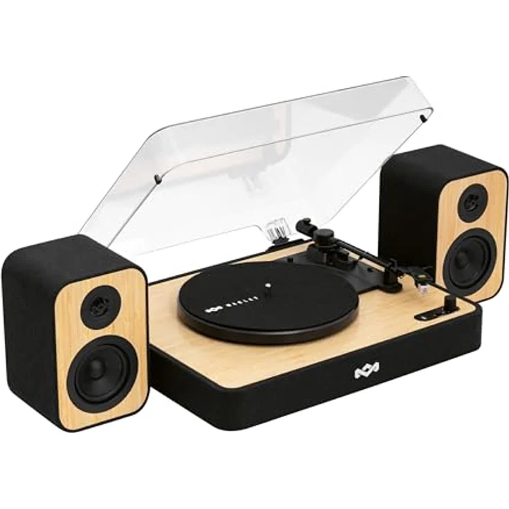 Marley House of Marley Revolution Plattenspieler Bluetooth mit Lautsprechern - Nachhaltig gefertigter Schallplattenspieler mit Lautsprecher Boxen 8W, Vinyl Player mit Dust Cover, einfache Einrichtung – Bild 1