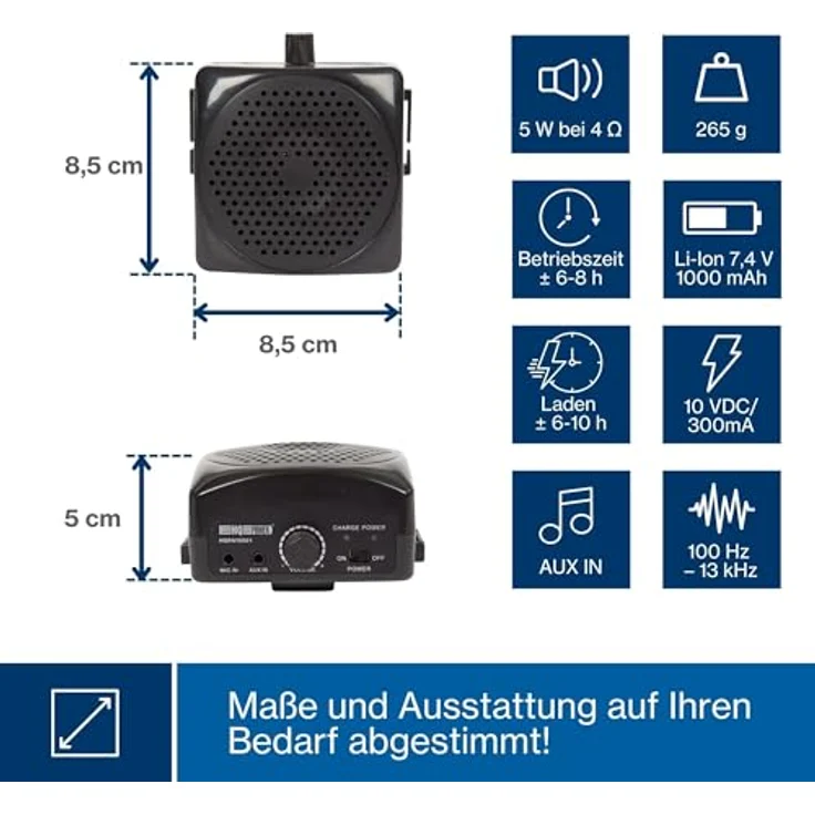 Velleman Mobiles PA-System, Passiver PA Lautsprecher für Klassenzimmer und Messen, Schwarz – Bild 6
