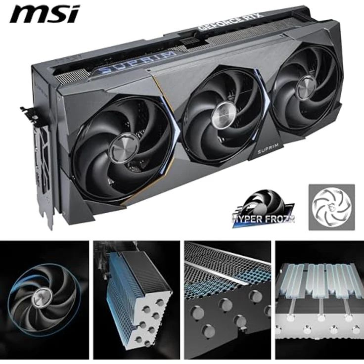 MSI GeForce RTX 5090 Suprim SOC 32GB GDDR7 Grafikkarte, PCI-Express 5.0, HDMI 2.1b, DisplayPort 2.1a – Bild 5