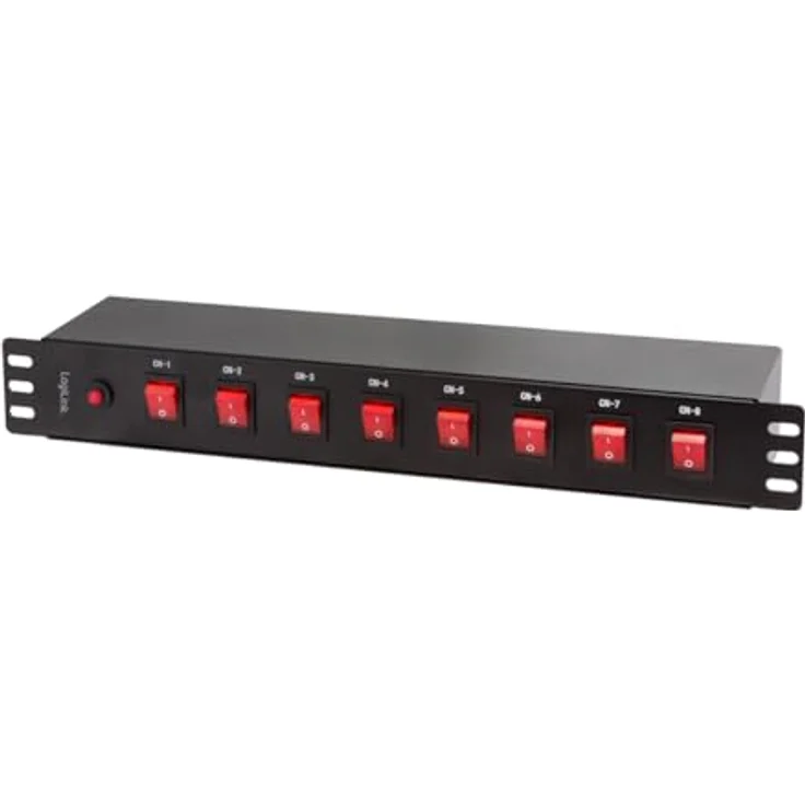 LogiLink PDU8D01, Steckdosenleiste mit 8 einzeln schaltbaren Schutzkontaktsteckdosen, Metallgehäuse, 19-Zoll-Schrankeinbau, CEE, 2 m – Bild 2