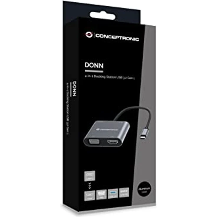 Conceptronic DONN16G Kabelgebunden USB 3.2 Gen 1 (3.1 Gen 1) Type-C Grau, Laptop-Dockingstation mit HDMI und VGA – Bild 5