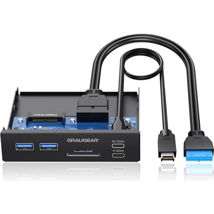 Graugear Multi Frontblende mit USB Hub + Kartenleser, für 3,5 Zoll Montageschächte, grau – Bild 1