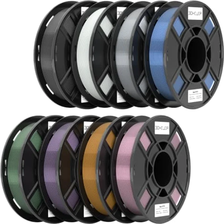 3DHoJor PETG Filament 1.75mm, 2KG, 8 Farben, hohe Zähigkeit und Formstabilität, 0.25KG/Spule – Bild 1