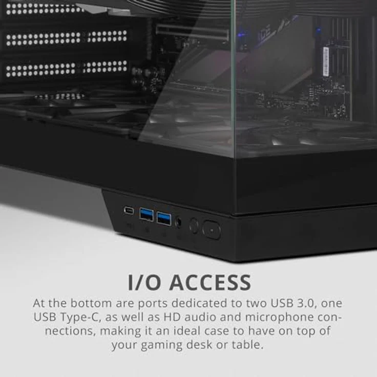 NOX XTREME PRODUCTS Hummer Astra NEO Black - Semitower ATX | M-ATX | ITX, Panoramaglas ohne Rahmen, Platz für 9 Lüfter, Grafikkarten bis zu 400mm, USB-C und USB 3.0 - Schwarz – Bild 5