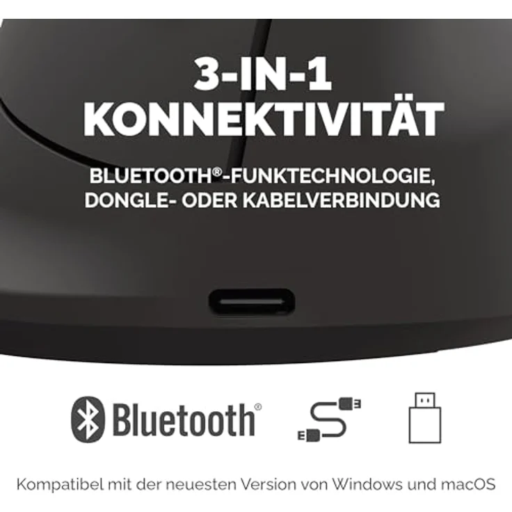 Fellowes Breyta Plus+ Ergonomische Maus, Kabellos und Kabelgebunden, Schwarz, für Rechtshänder – Bild 7